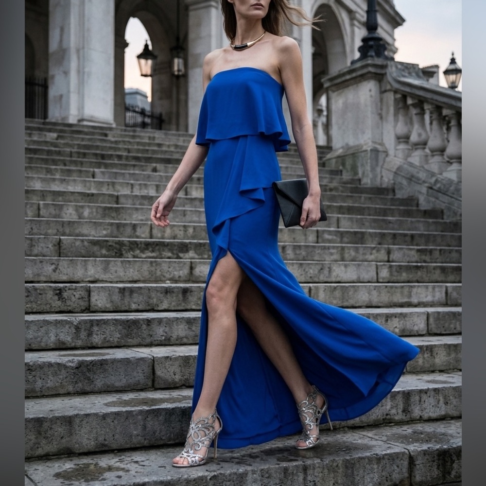 BCBGMaxAzria Vibrant Blue Strapless Dress size 0